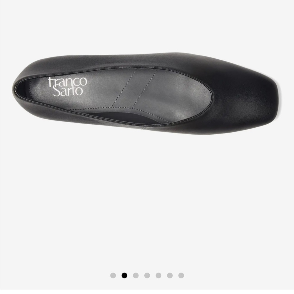Franco Sarto Black Leather Square-Toe Ballet Flat